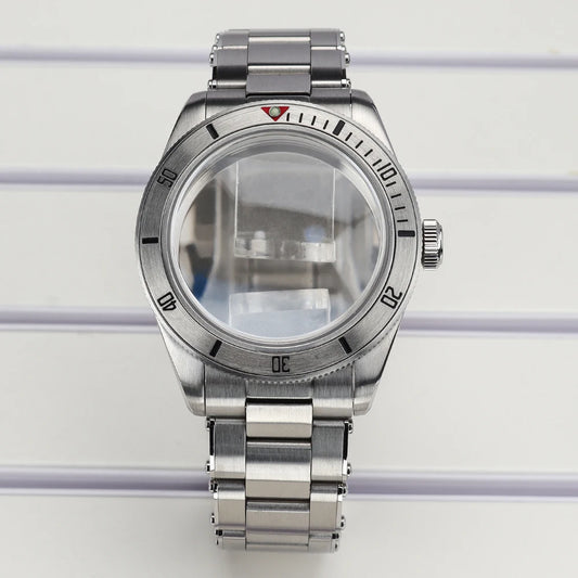 Silver 38mm Men Watch Case 316L Steel Sapphire Glass For NH35 NH36 NH38 4R36