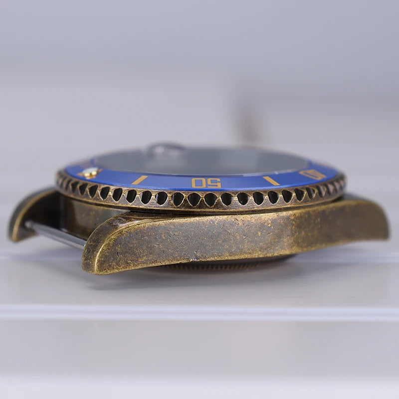 Bronze 40mm Watch Case Ceramic Bezel For SUB NH35/36/34/38/70 Sapphire Glass