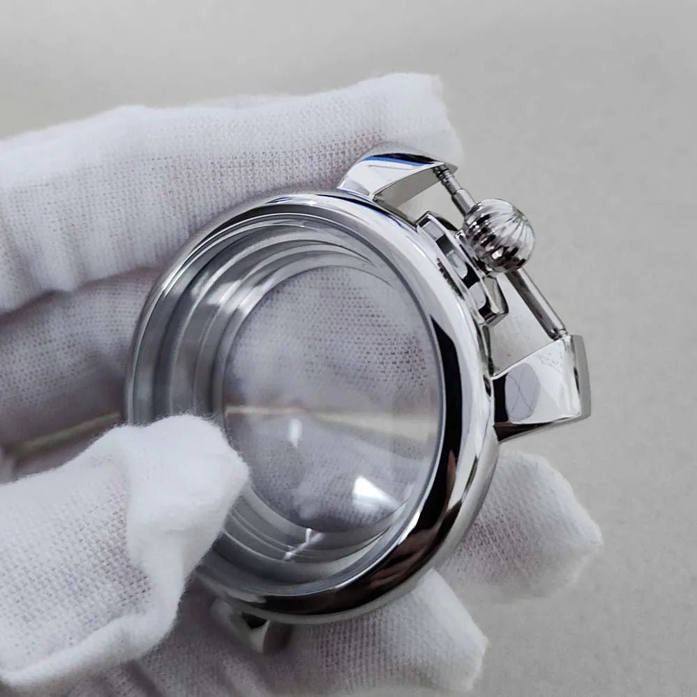 40MM Stainless Steel Mineral Glass Watch Case for NH35 NH36 Movement Crown@12