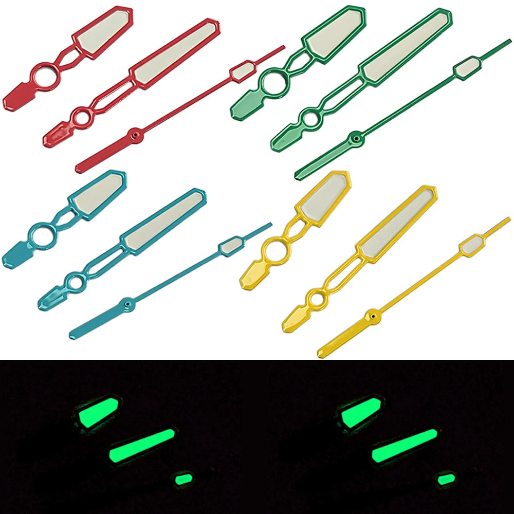 Watch Hands for NH35 NH36 4R 7S Movement 3 Pins Green Luminous