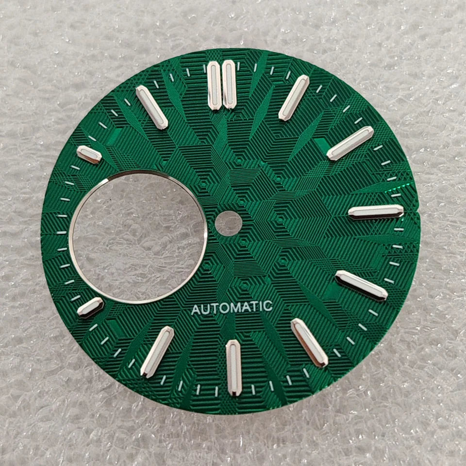 28.5mm Geometric Personalized Watch Dial Green Luminous Watch Face for NH38