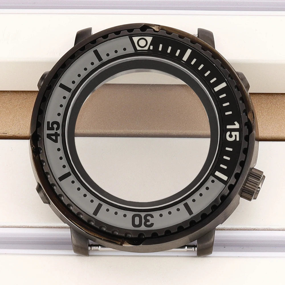 43mm Watch Case For NH34 NH35 NH36 NH38 Tuna Sapphire Crystal Luminous Bezel