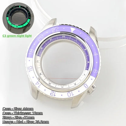44mm Watch Case Green Luminous GMT Sprite Bezel Diving Case for NH34/NH35