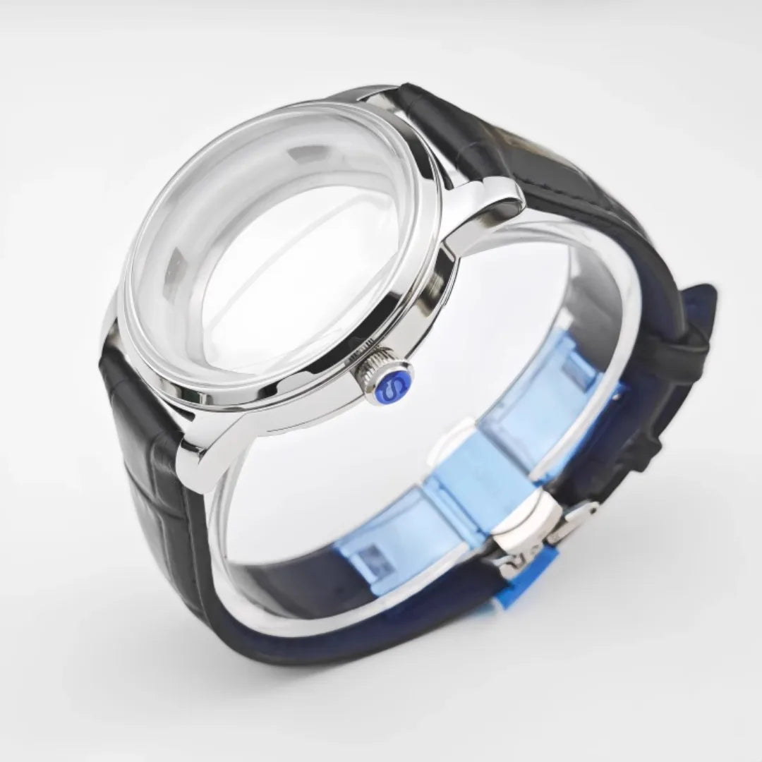 40mm Watch Case & Leather Watch Strap Set Stainless Steel Cocktail Case for NH35