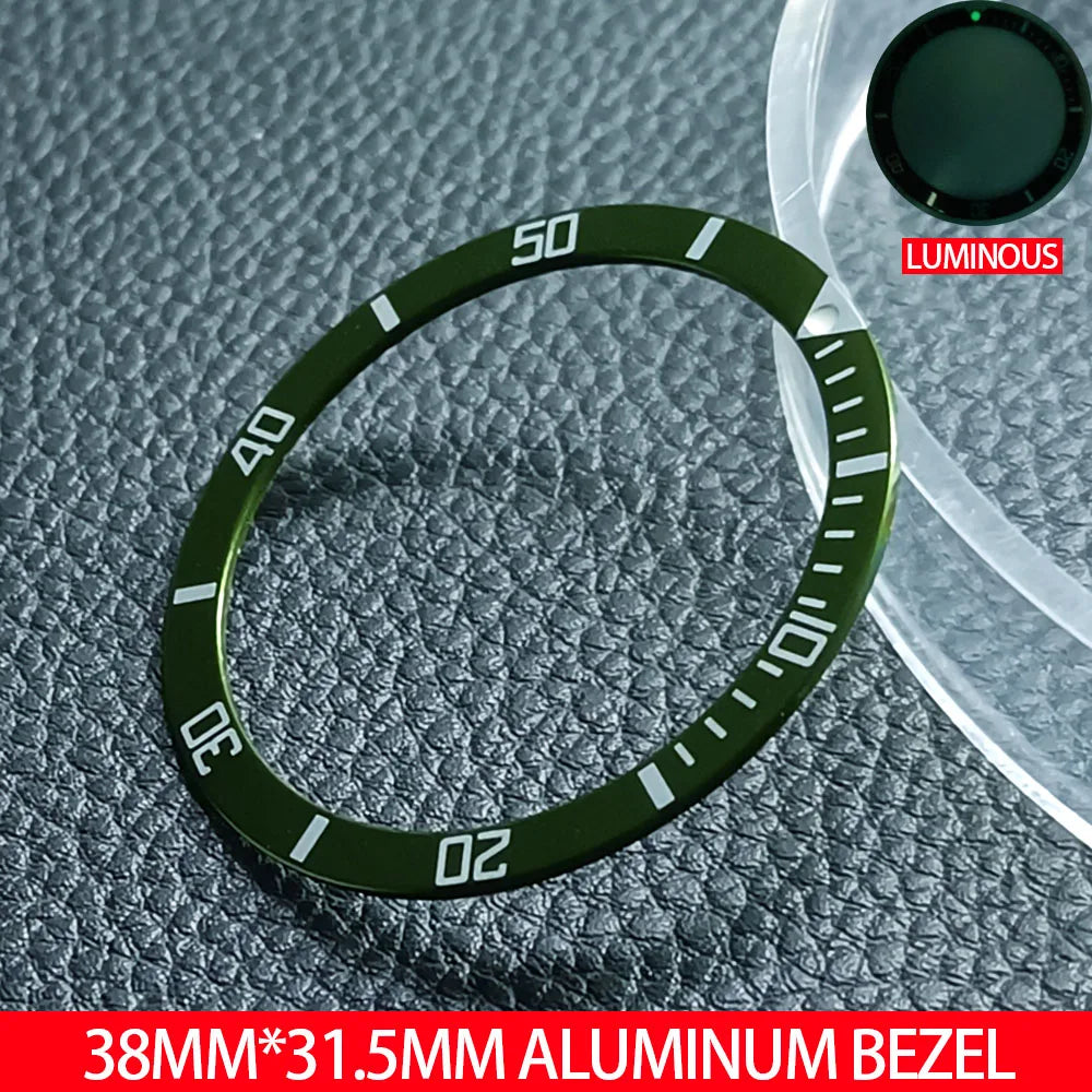 Flat Luminous aluminum Bezel Insert 38mm*31.5mm Replacement Watch Parts Accessories