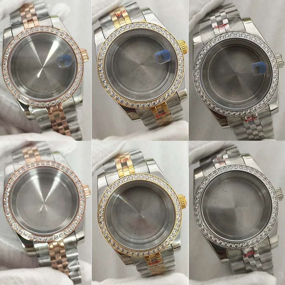 36mm/39mm Watch Case + Strap Sapphire Glass Case for NH35 NH36 4R 7S