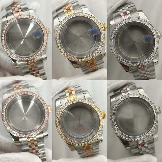 36mm/39mm Watch Case + Strap Sapphire Glass Case for NH35 NH36 4R 7S