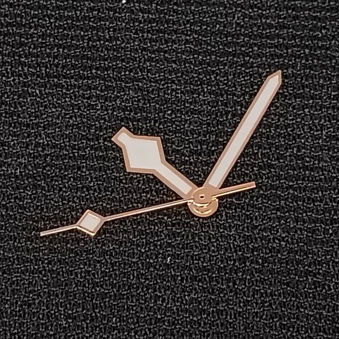 Modified Rose Gold+White Trim Watch Hands with Green Luminous for NH35 NH36
