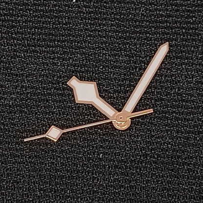 Modified Rose Gold+White Trim Watch Hands with Green Luminous for NH35 NH36