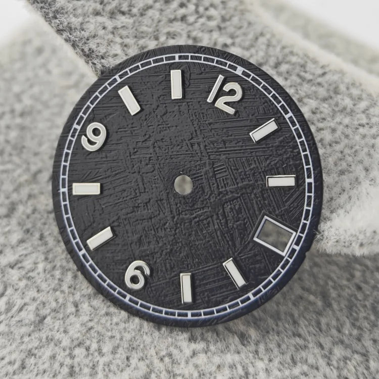 28.5MM Watch Dial Meteorite Pattern with Digital Scale Blue Luminous for NH35/36