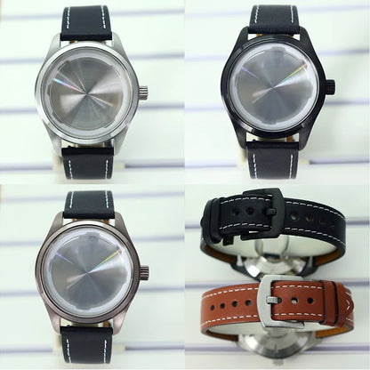 40mm Watch Cases /Leather Strap For NH35 NH36 NH34 NH38 Eta 2824 Mod pilot