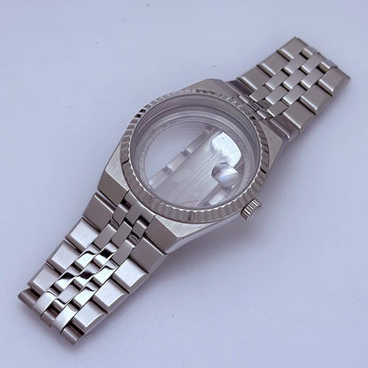 39.5mm Land-Dwellwe Watch Case+Strap Sapphire Glass Luminou 33.8mm Dial Fit NH35