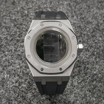 41mm 316L Steel Case+Strap+Ring Sapphire Glass Watch Case Fit NH35/NH36