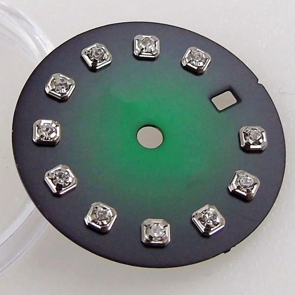 Nologo Sunburst dial face with rhinestone markers for 26mm lady watch, fits NH05 NH06 NH07 movements.