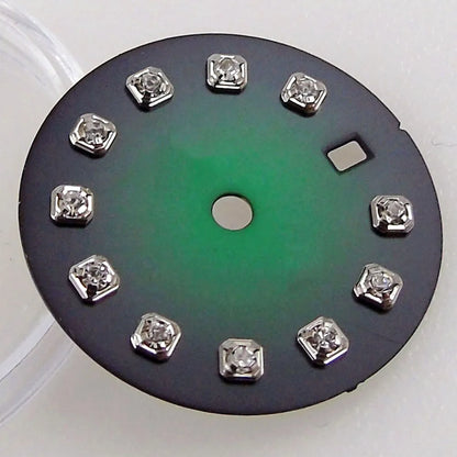 Nologo Sunburst dial face with rhinestone markers for 26mm lady watch, fits NH05 NH06 NH07 movements.