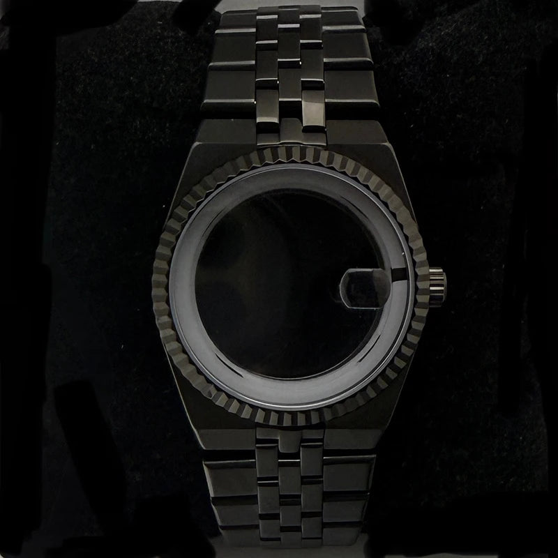 39.5mm Land-Dwellwe Steel Watch Case+Strap Sapphire Glass 33.8mm Dial Fit NH35