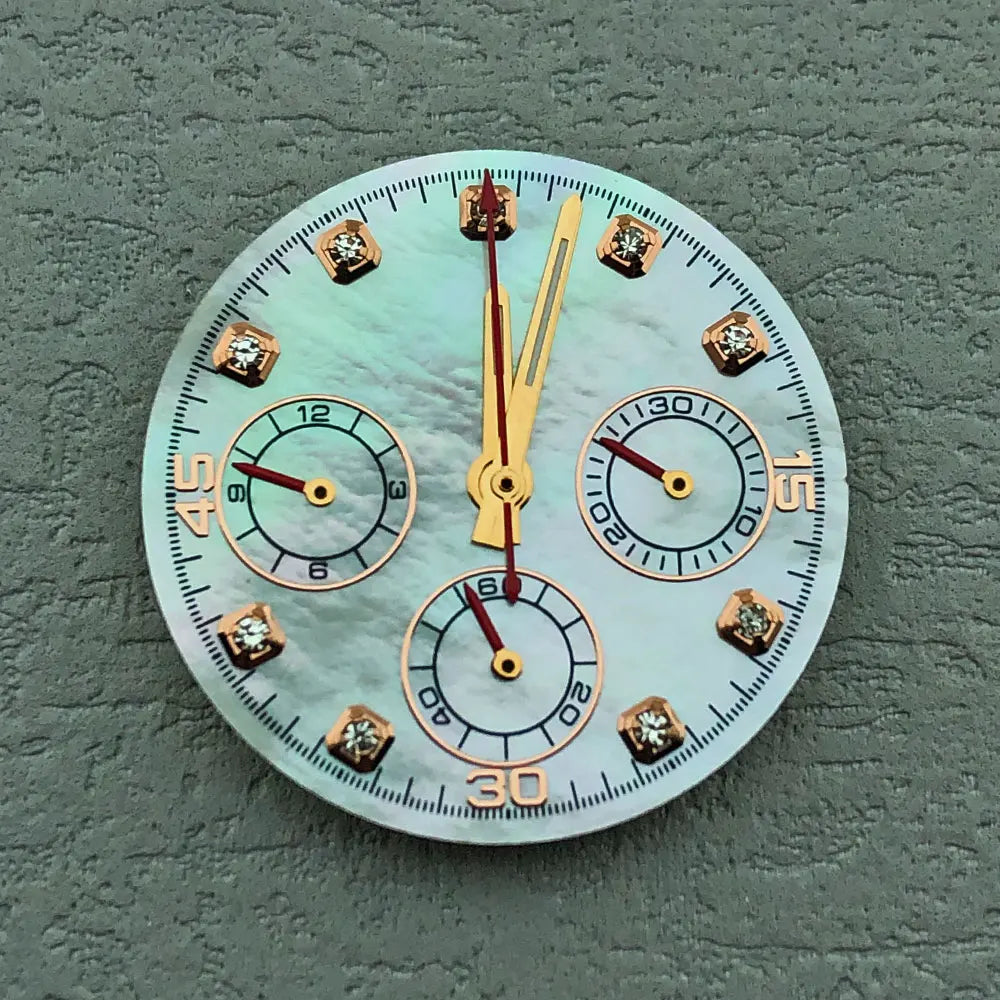 40mm Diamond Bezel Aurora Dial 316l Steel Sapphire Glass Case Suitable For VK63