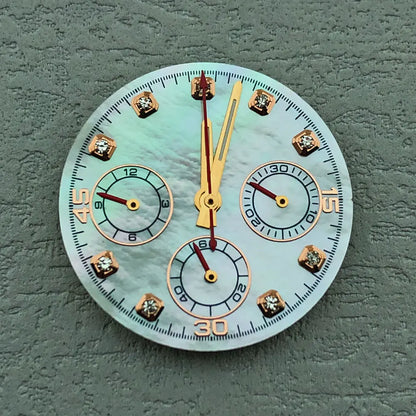 40mm Diamond Bezel Aurora Dial 316l Steel Sapphire Glass Case Suitable For VK63