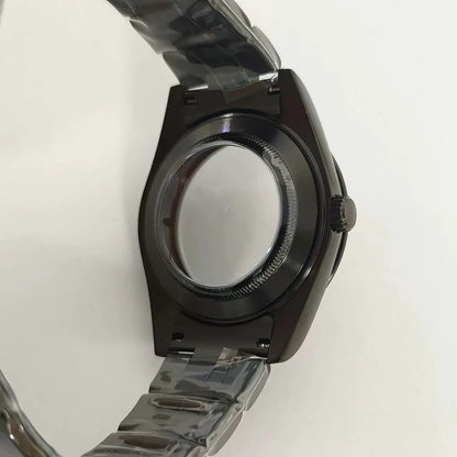 Steel 41mm Black Classic Style Watch Case+Strap 28.5mm Dial Waterproof Fit 8285