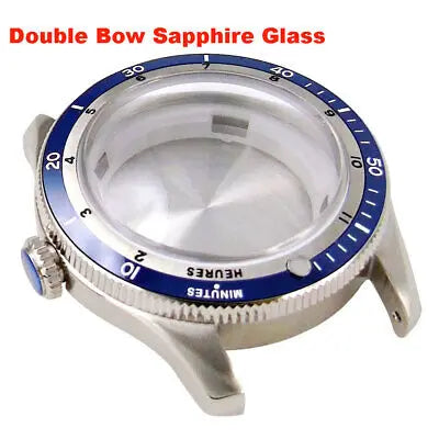 40mm Double Bow Sapphire Glass Watch Case Fit NH34 NH35 NH36 2824 Ceramic Bezel