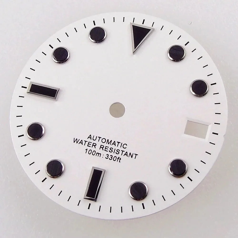 28.5mm Black White Face Single Calendar Submarine Dial For NH34 NH35 NH36