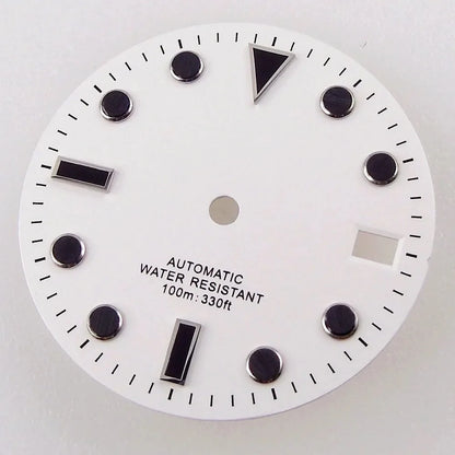 28.5mm Black White Face Single Calendar Submarine Dial For NH34 NH35 NH36