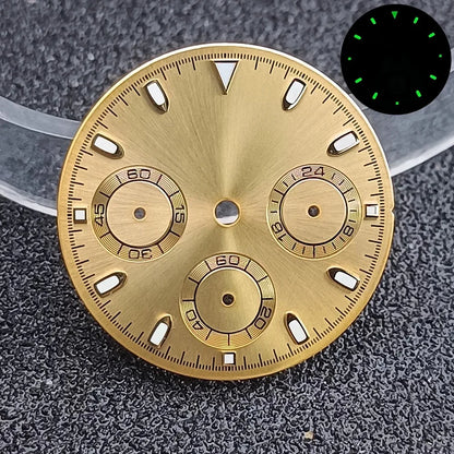 29.5mm C3 Green Luminous Timer Multicolor Watch Dial Suitable For VK63 Movement