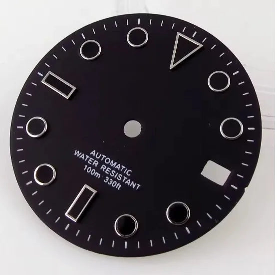 28.5mm Black White Face Single Calendar Submarine Dial For NH34 NH35 NH36