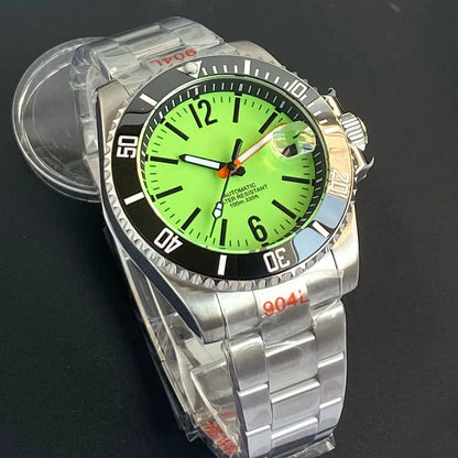 40mm Luminous Dial Date Window Sapphire Glass with Insert Bezel for NH35