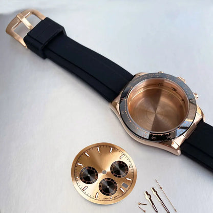 39mm Steel Case+Dial+movt+band with Sapphire Glass Set for VK63 VK64 Movement