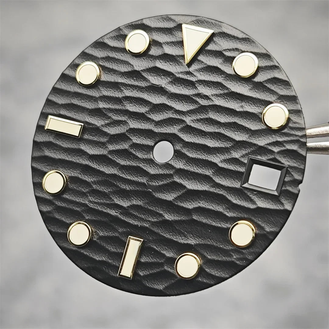 28.5mm Watch Dial Sea Wave Surface Green Luminous with Date for NH35/36/4R/7S