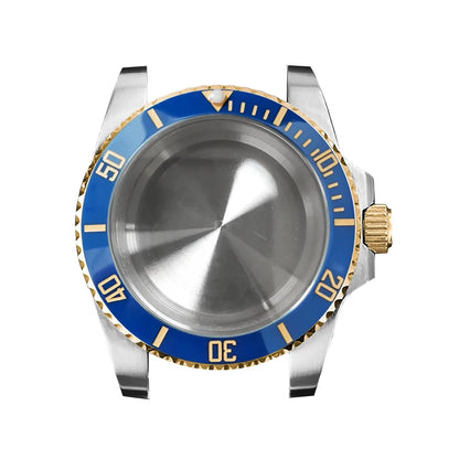 316L Watch Case 40mm Gold Edge Sapphire Flat Glass for NH35/ NH36 Modification