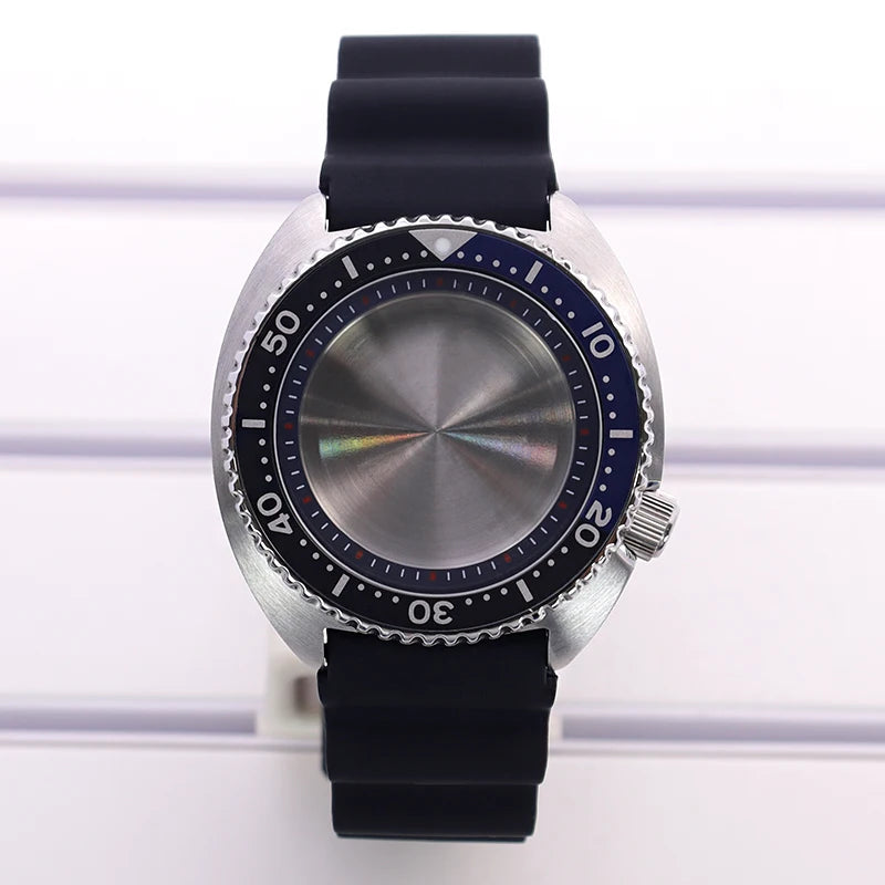 45mm Turtle Abalone Watch Case For NH35 NH36 NH34 NH38 Steel Chapter Ring Bezel