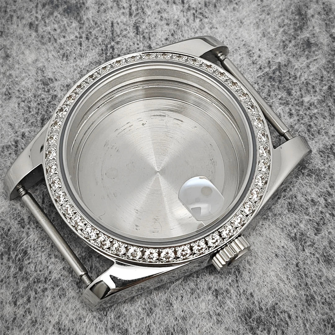 Oyster Diamond tainless Steel Watch Case with Sapphire Crystal Sfor NH35/NH36/4R
