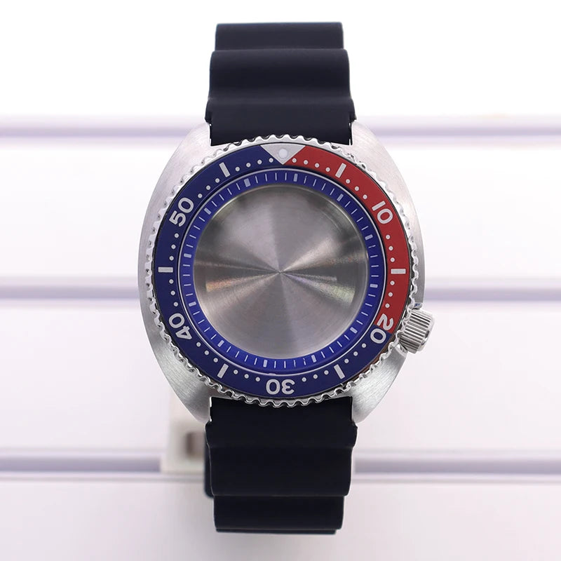 45mm Turtle Abalone Watch Case For NH35 NH36 NH34 NH38 Steel Chapter Ring Bezel