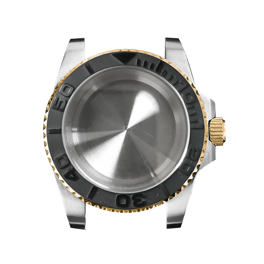 316L Watch Case 40mm Gold Edge Sapphire Flat Glass for NH35/ NH36 Modification