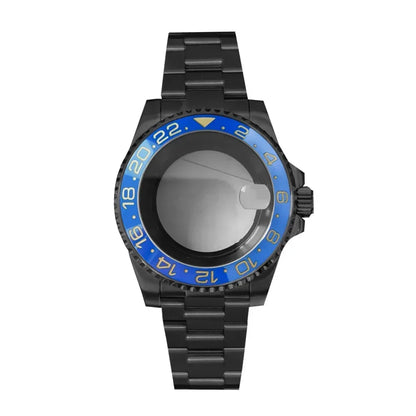 40MM Black Watch Case + Strap SUB Steel Case with Sapphire Crystal for NH35 NH36