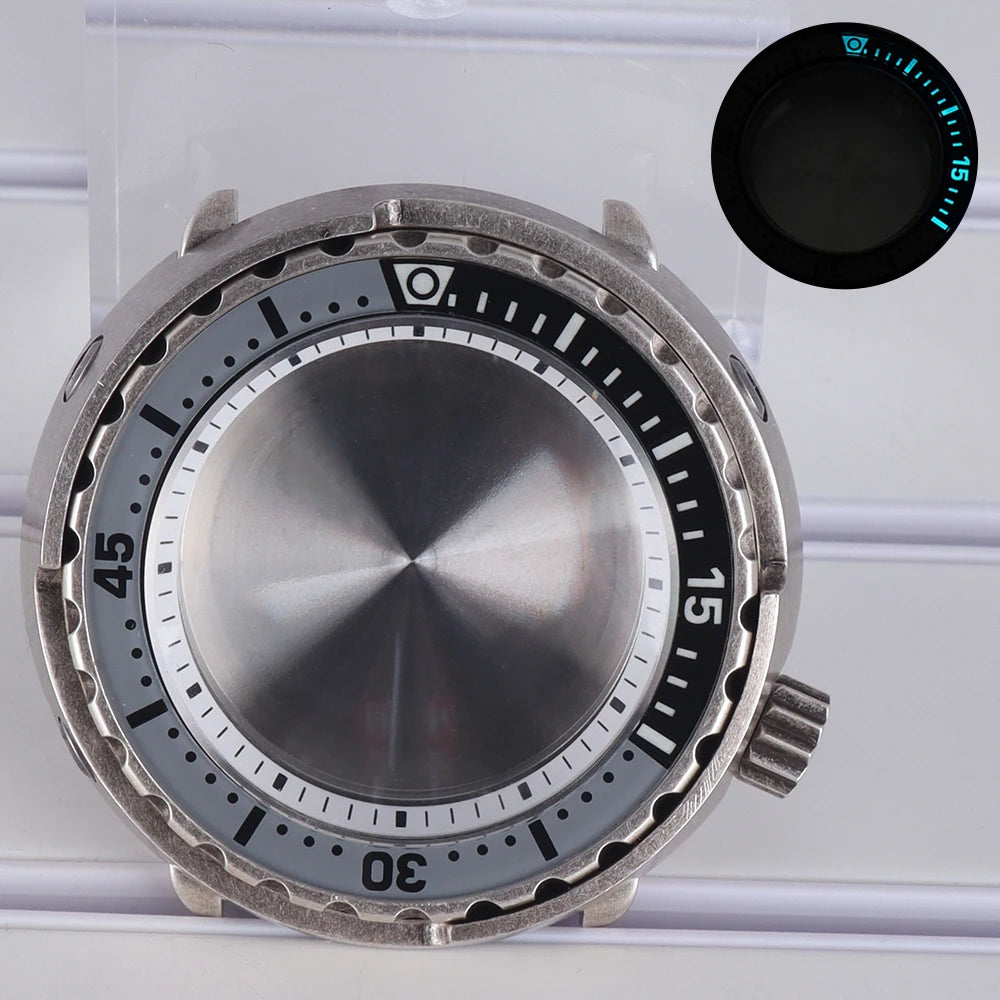 47mm Watch Case Sapphire Crystal For NH35/36 NH38 Modified Tuna Canned C3 Bezel