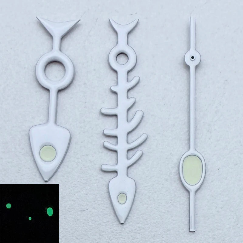Modified Green Luminous Fish Bone Watch Hands for NH35/NH36/4R/7S Movement