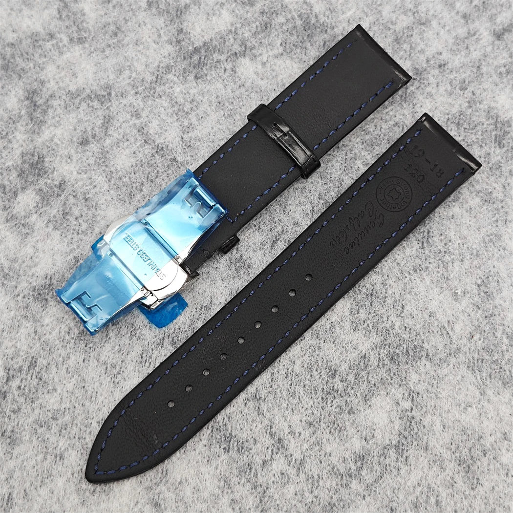 39MM Bubble Watch Case Butterfly Double Buckle Leather Strap for NH35/NH36/4R/7S