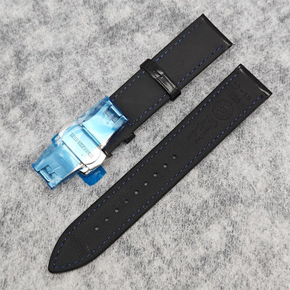 39MM Bubble Watch Case Butterfly Double Buckle Leather Strap for NH35/NH36/4R/7S