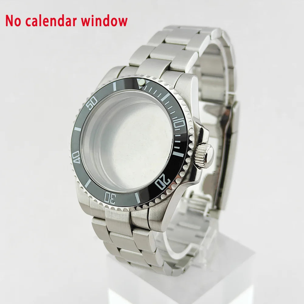 40.5mm SUB Sapphire Crystal Steel Watch Case One-Way Selection Bezel For NH35/36