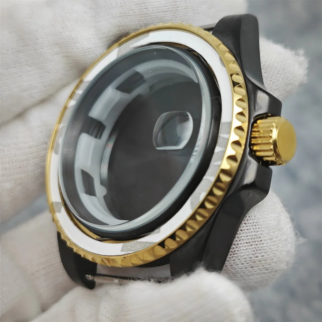40MM Black Gold Watch Case for 8215/2813/3804/NH35/NH36 Mechanical Movement