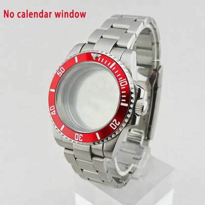 40.5mm SUB Sapphire Crystal Steel Watch Case One-Way Selection Bezel For NH35/36