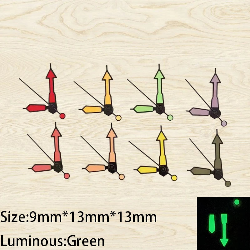 Modified Green Luminous Black Border Watch Hands for NH35/NH36/4R/7S Movement