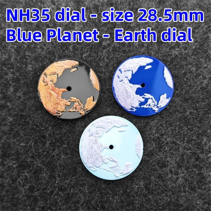 Modified 28.5mm Flame Planet Earth Surface Watch Dial for NH35/NH34 Movement