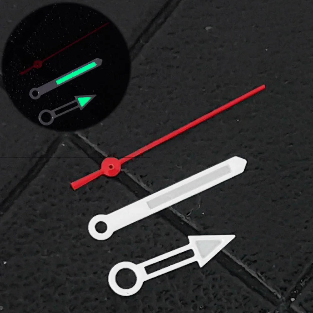 White Red Watch Hands Fit for NH35 NH36 4R 7S Movement with Green Luminous