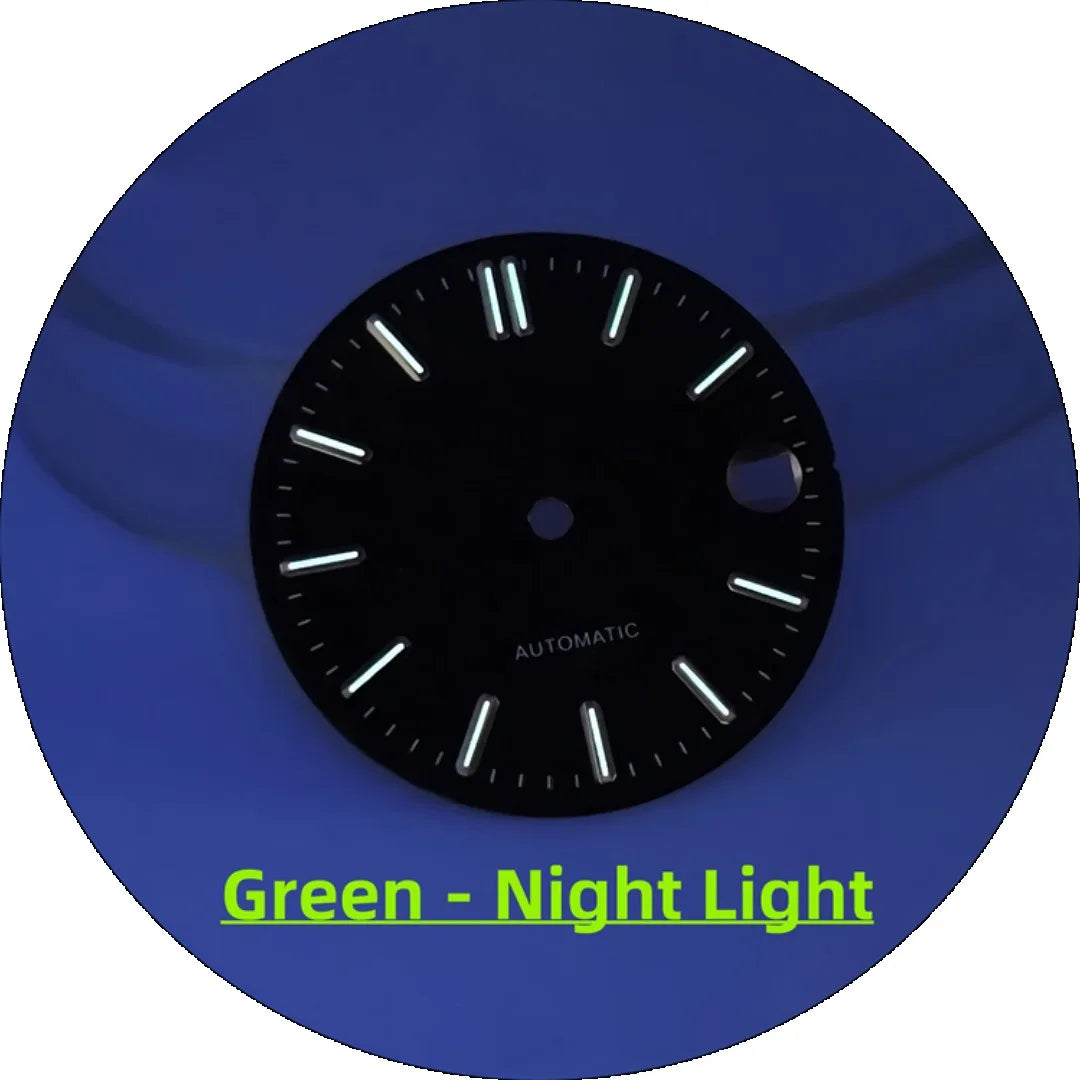 28.5mm Honeycomb Textured Surface Green Luminous Watch Dial for NH35 Movement