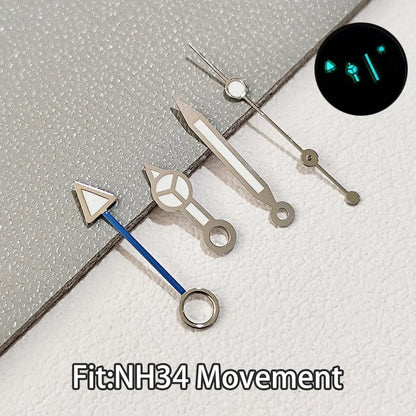 For NH34 GMT Hands Watch Hand Parts Blue&green BGW9 Luminous For NH35 Movement