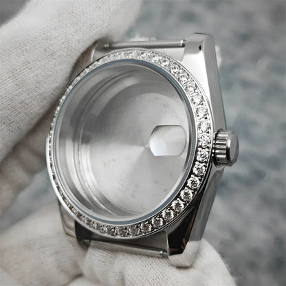 Oyster Diamond tainless Steel Watch Case with Sapphire Crystal Sfor NH35/NH36/4R